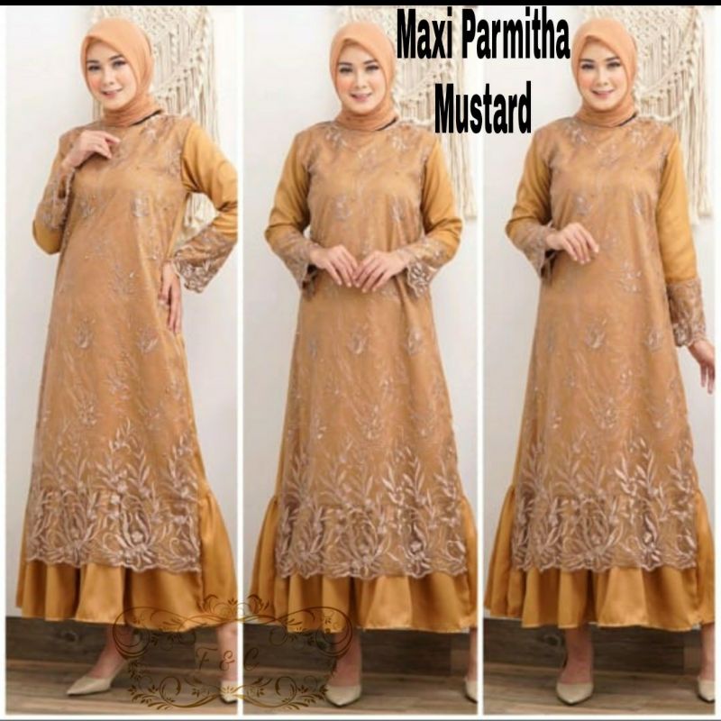 fe maxy pesta model terbaru/dress brukat terbaru/gaun anggun paramitha Baju gamis brukat Gamis broka