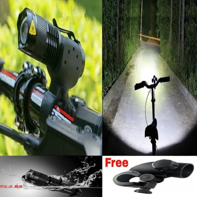 LAMPU SEPEDA SENTER WATERPROF FREE BRACKET / LAMPU SEPEDA / SENTER WATERPROOF / BRACKET SENTER