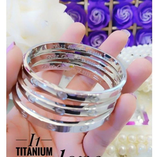 Titanium Perhiasan Gelang silver 1463jk (harga satuan)