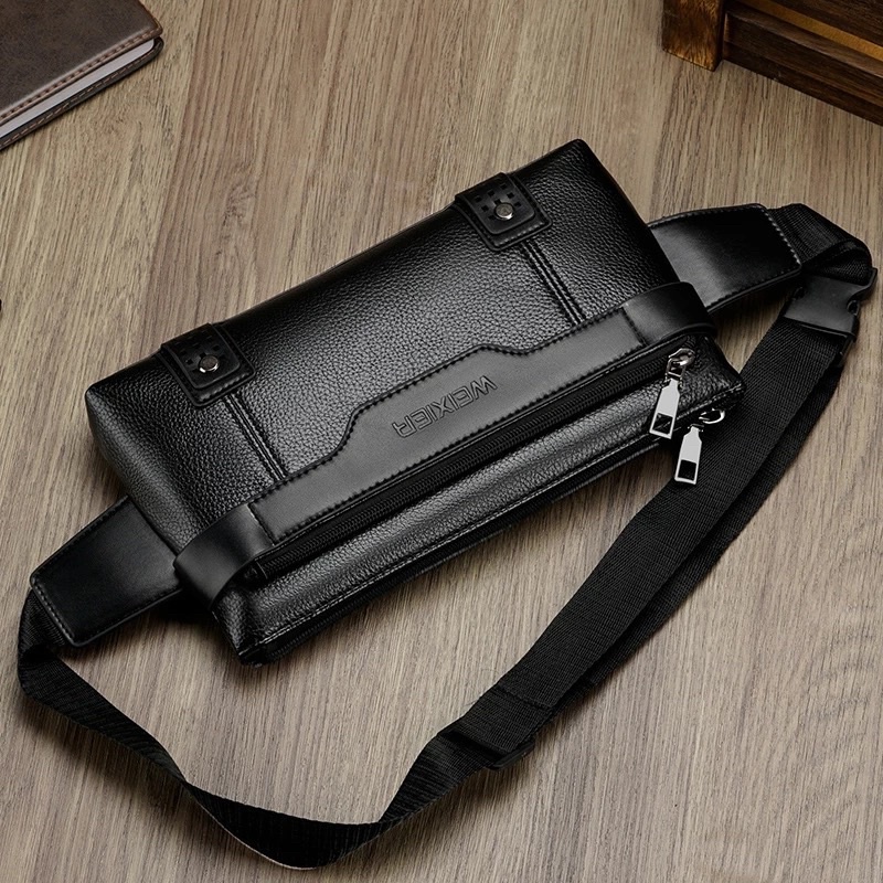 TAS PRIA SELEMPANG KULIT IMPOR TAS SELEMPANG SEMI KULIT TAS PRIA DADA SINTETIS WAIST BAG PRIA KULIT SINTETIS TAS PRIA PU LEATHER