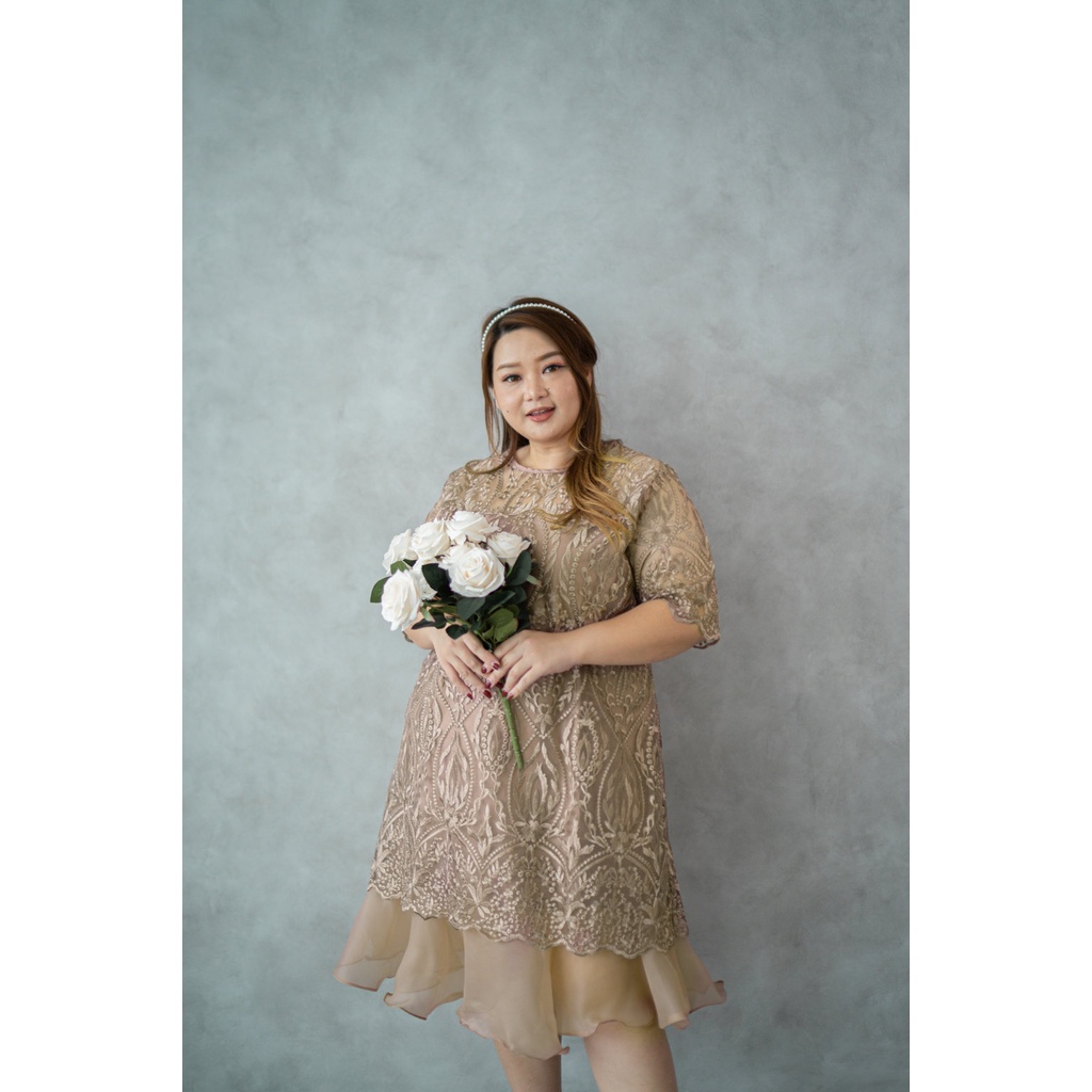 Kurviig - Alesya Dress Premium / Dress Brokat /Dress Bigsize/ Dress Party/ Dress Tile / Dress Jumbo