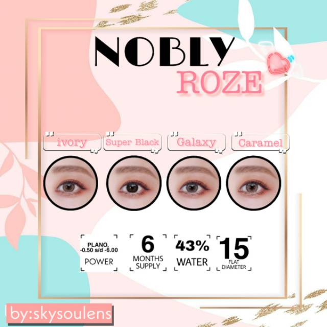 Softlens NOBLY Roze Ready NORMAL dan MINUS / FREE Lencase