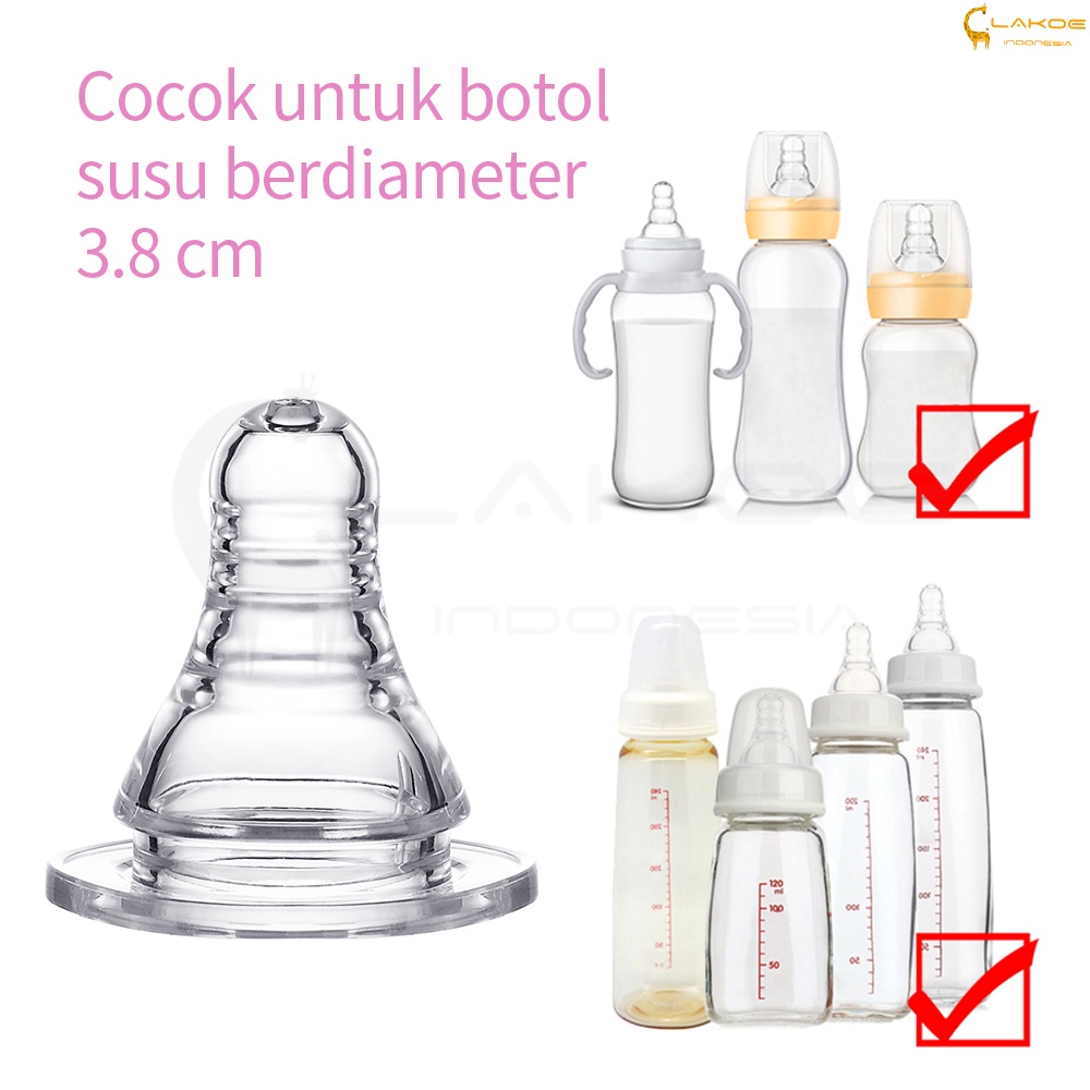 LAKOE Silikon Dot Pengganti BPA FREE empeng bayi Slim Neck