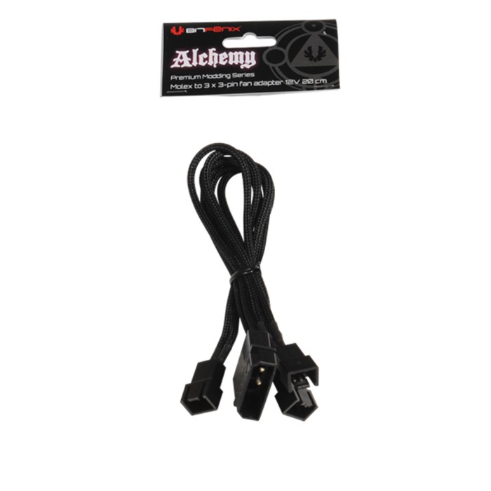 BitFenix Alchemy Molex to 3 Fan Adapter 12V 20cm Black ORIGINAL RESMI