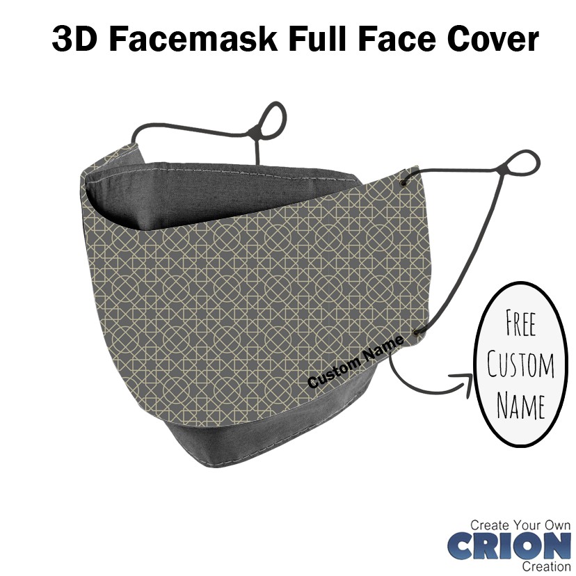 Crion - Masker 3d Full Face Cover Islamic Geometric Series - antibacterial