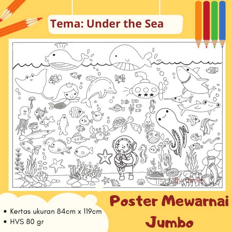 Kertas Mewarnai Jumbo, Giant Colouring Sheet, Mainan Edukasi Anak, Kertas Mewarnai Besar