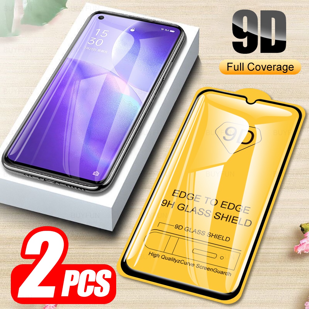 2pcs Pelindung Layar Tempered Glass 9D Untuk OPPO A54 A74 A94 A15 A15S A3S A5S A31 A53 A5 A9 2020 A7 A12 A12E A52