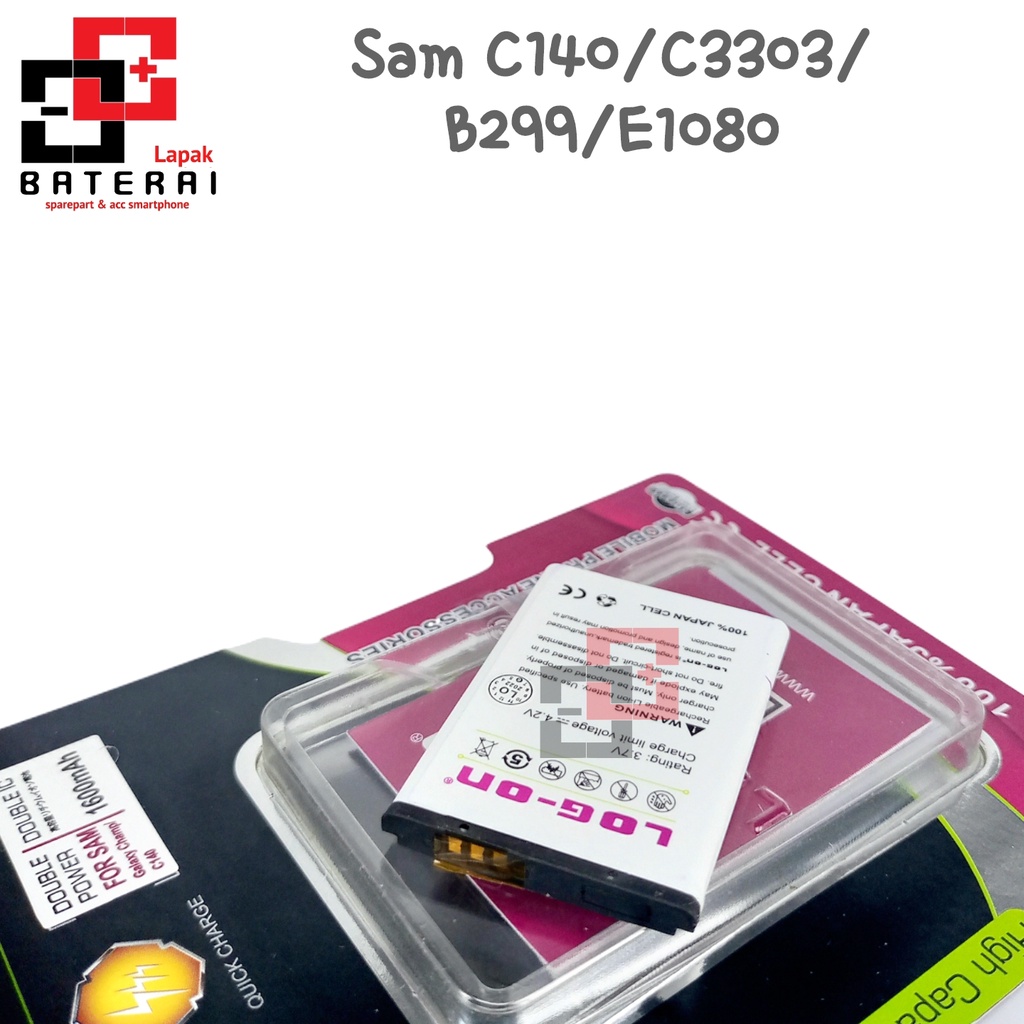 LOG - ON Baterai Samsung C3303 Champ | C140 | E1205 | E1272 | E1080 | B299 Bronx - Double IC Protection Battery Batre