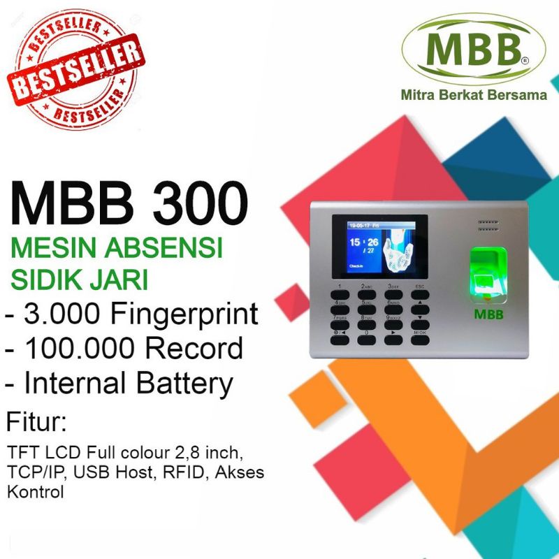 JAMINAN ORIGINAL 100% Mesin Absensi Sidik Jari MBB 300 Alat Absensi Online TCP IP Kabel Lan Fingerpr