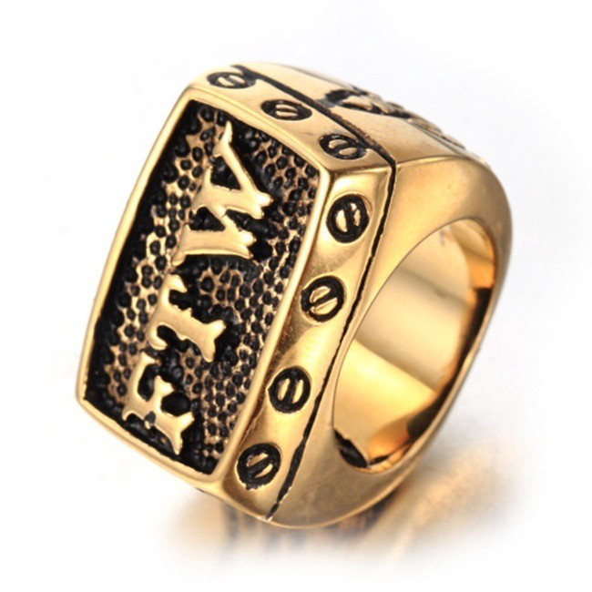 SEUSUK  Fashion Men's FOR THE WIN FTW Vintage Rings for Cool Men Ring Jewelry