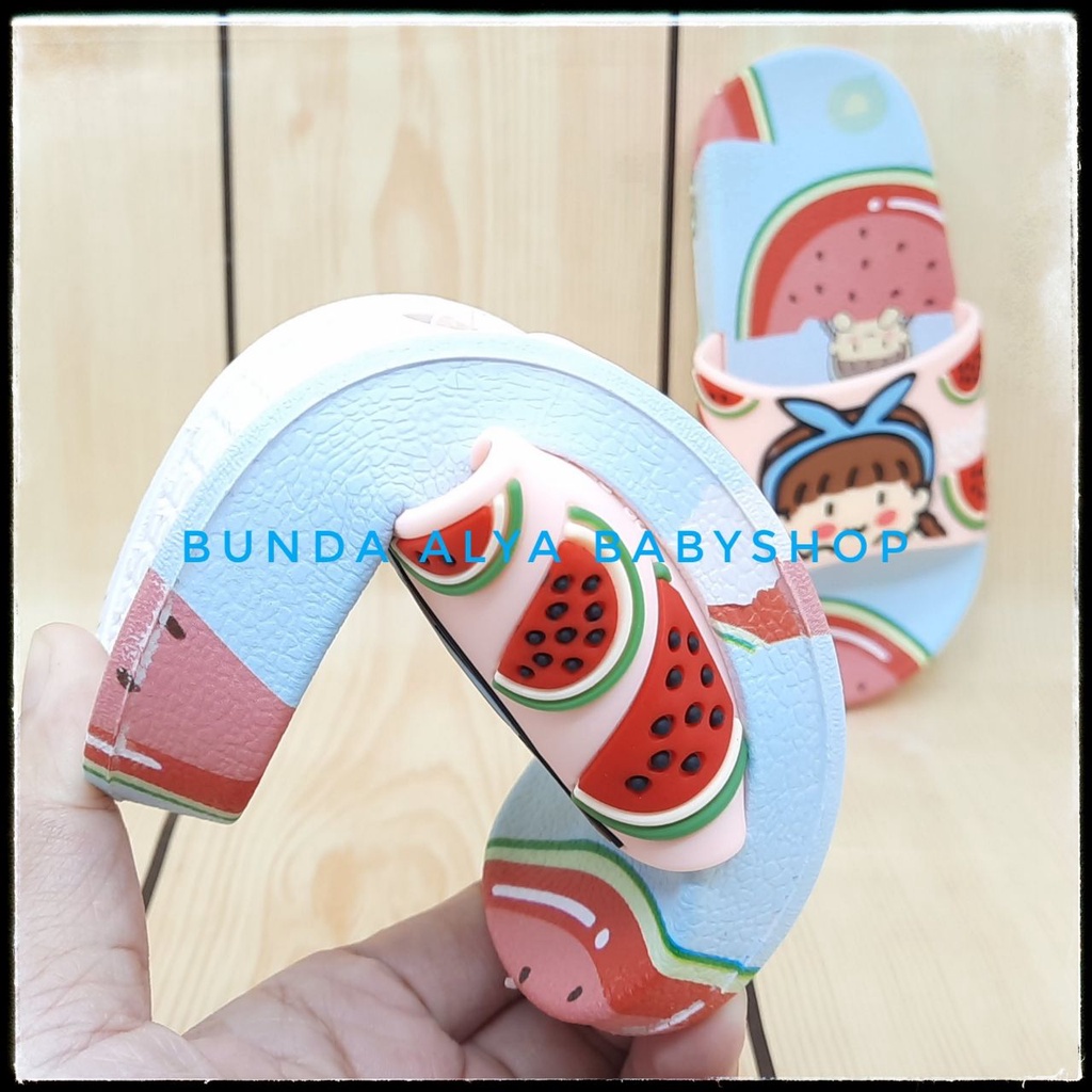 Sandal Anak Perempuan IMPORT Umur 2 3 4 5 Tahun Motif Kartun BIRU Elastis - Sendal Anak Cewek Elastis Anti Licin Size 24 - 35