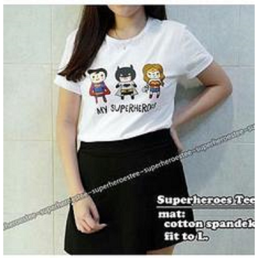 [Superheroes Tee BC]Kaos wanita spandek PUTIH