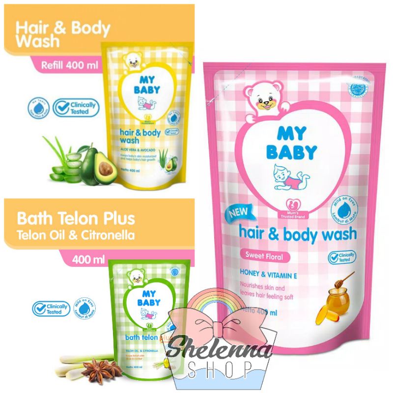 My BABY 2in1 Hair and Body Wash Sweet Floral 400ml Refill / Aloe Vera&amp;Avocado Milk bath sabun mandi baby