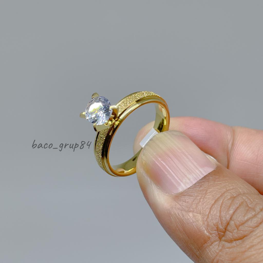 Cincin Titanium Gold Permata G14 Cincin Kawin Awet Lama Tidak Karatan Cincin Tunangan Gift