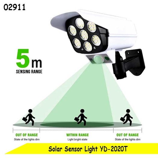 Lampu Sensor gerak SURYA + Kamera CCTV Dummy / camera dumi solar Sorot 77 LED