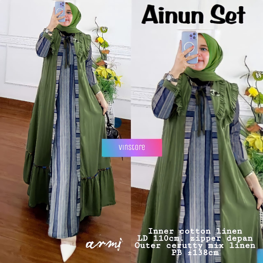 [RESTOK] AINUN SET GAMIS OUTER CERUTY ORI VINSTORE
