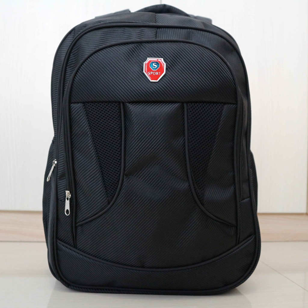 Jual Tas Polo Hitam Sport Backpack Laptop Sekolah SD SMP SMA Kuliah Kerja Kantor Dinas Awet Kuat