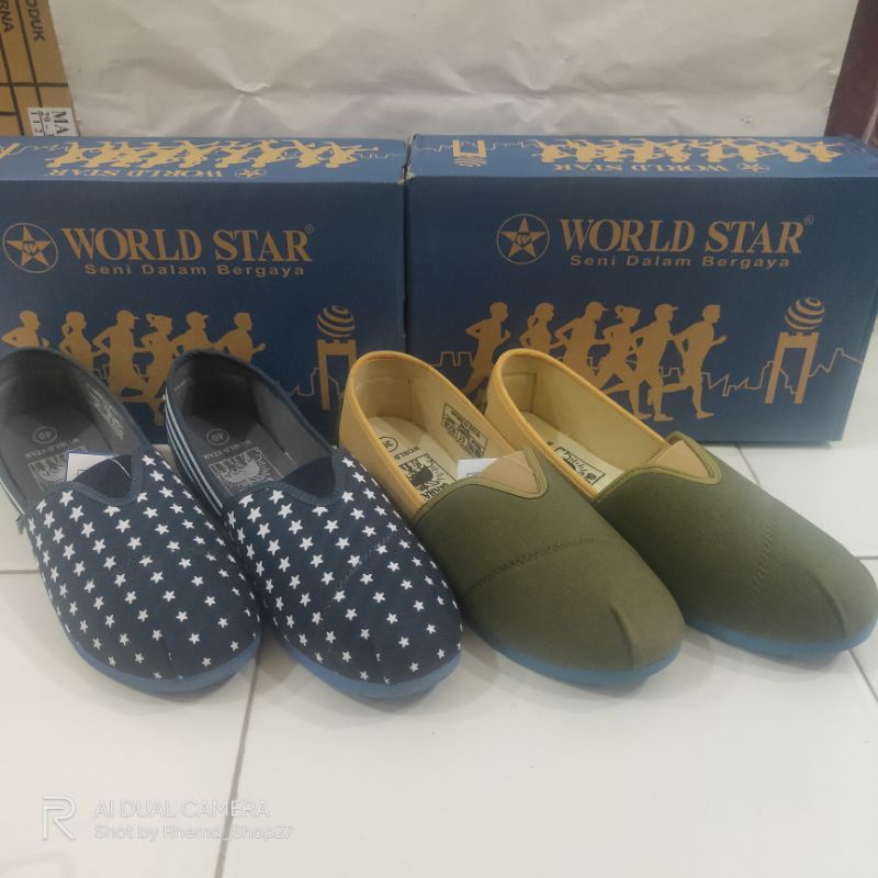 WORLD STAR WAHAI GRID - WAHAI MOON #MURAH Sepatu Slip On Casual Santai