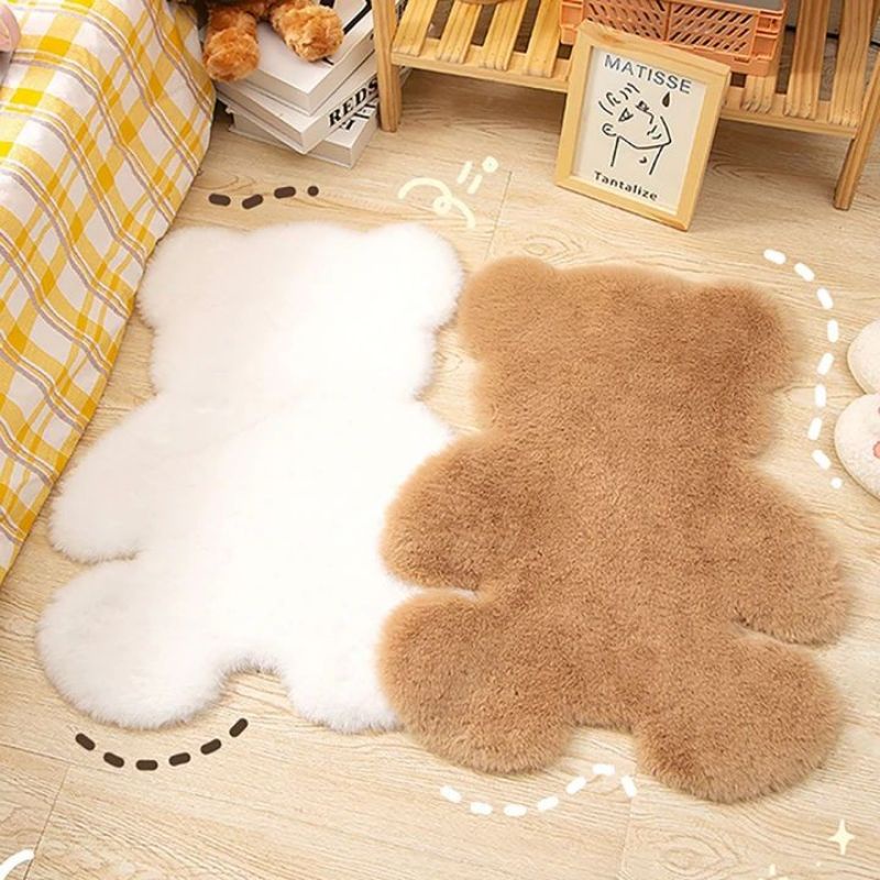 Bear Fur Rug Korea Aesthetic Karpet Bulu Beruang Unik Lucu Home Decor Dekorasi Kamar Anak Keset Carp