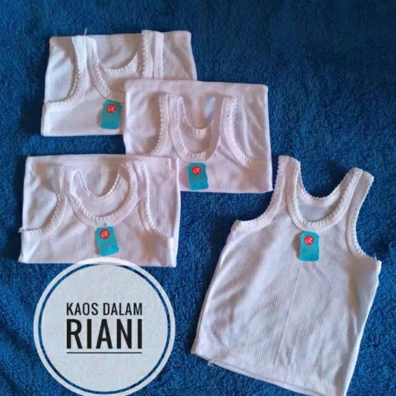 6 PCS Kaos Dalam/Singlet Bayi/Anak Putih ORIN/RIANI/GAIXIN umur 0-12 tahun