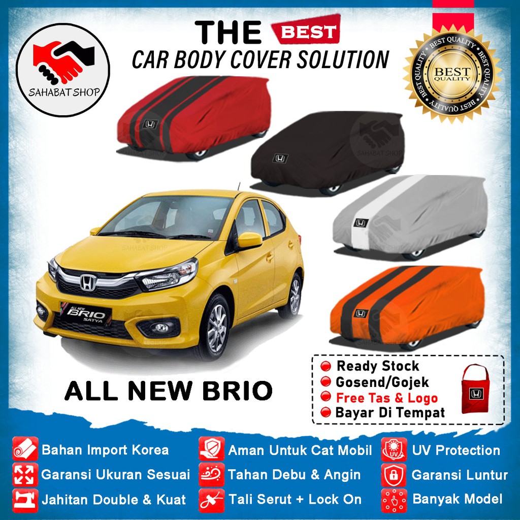 Sahabat Body Cover Mobil Brio / Sarung Penutup Honda Brio Satya RS Outdoor 2018 2019 2020 2021 2022 / Tutup Selimut Mantel Jas Mantol Kerodong Pelindung Bungkus Terpal Mobil All New Brio Waterproof Anti Air Model Biru