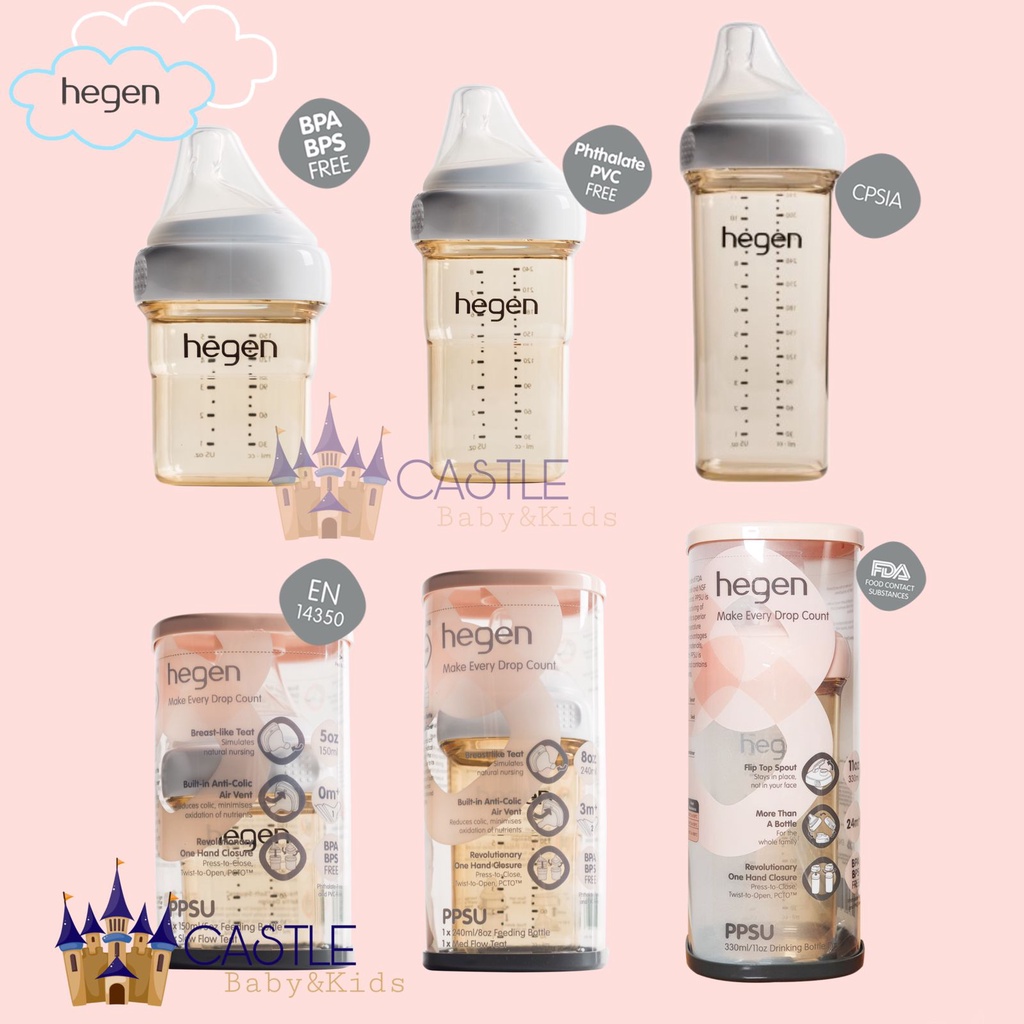 Hegen PCTO™ Feeding Bottles - Botol Susu Hegen PPSU - Breast Milk Storage HEGEN - DRINKING BOTTLE - STRAW CUP - Botol Susu 150ml / 240ml / 330ml - Single Pack / Double pack