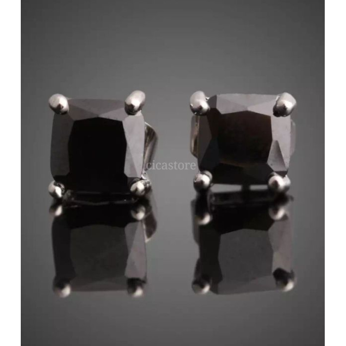 SEPASANG ANTING TITANIUM permata hitam/anting tusuk