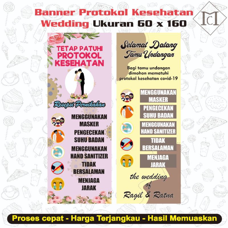 BANNER PROTOKOL KESEHATAN WEDDING UKURAN 60X160