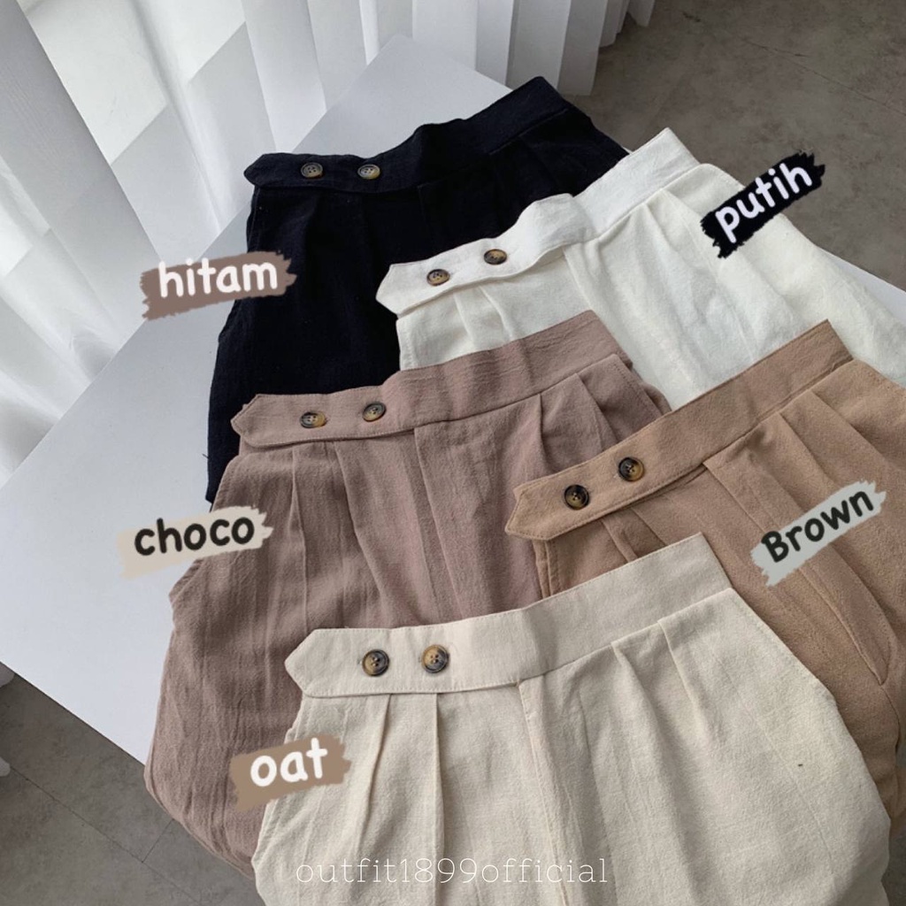Celana Wanita Loose Highwaist Linen Terkini Ootd Formal H9I9 Santai Jumbo Rayon High Quality Elegan 