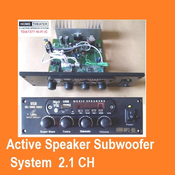 Rakitan Active Speaker subwoofer TDA7377 2.1 ch dan FM MP3 bluetooth