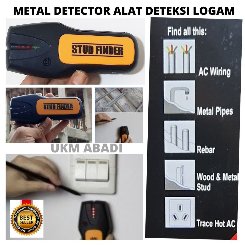 Metal Detektor Alat Deteksi Besi Kabel Besi Stud Finder Wall Scanner 111147