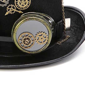 Steampunk Gothic Style Tall Hat with Chain Details 8574