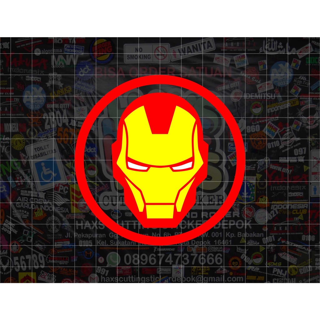 Cutting Sticker Iron Man Helmet V.3 Ukuran 8 Cm Untuk Mobil &amp; Motor