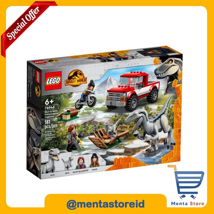 LEGO Jurassic World 76946 Blue & Beta Velociraptor Capture Truck Dino