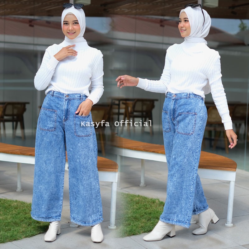 MEISHA KULOT JEANS SNOW ACID // KULOT JEANS SNOW POCKET