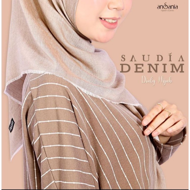 Jilbab Segiempat Saudia Denim Rawis | Saudia Denim | Jilbab rawis