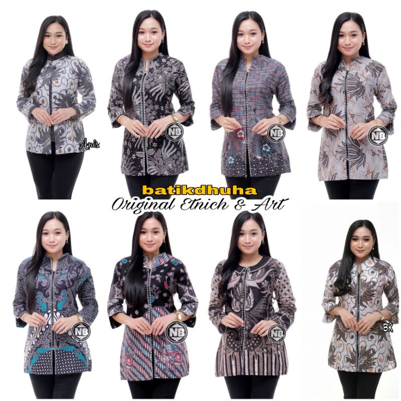 BLUS BATIK ATASAN WARNA ABU ABU GREY HITAM