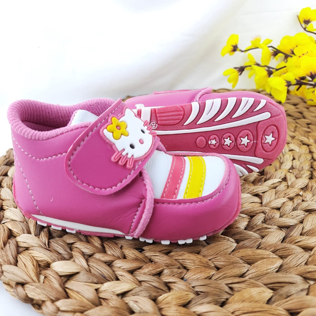 mandirishoesstore-SEPATU SNEAKER ANAK PEREMPUAN KARAKTER KUCING 1 2 3 TAHUN GARIS CAY33