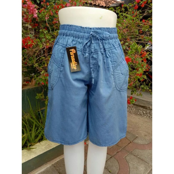 Jeans kulot wanita masa kini - all size - pinggang karet - tali depan - bahan  grey-Hotpan polos