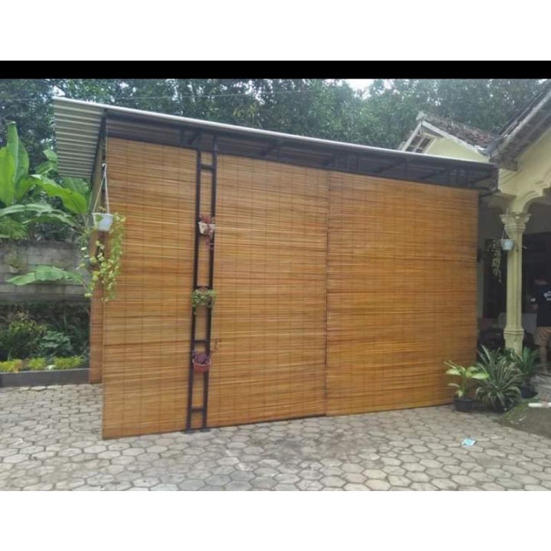 kerey tirai Lebar 3x3 Tinggi  krey tirai sawit bambu plus katrol dan tali penggulung