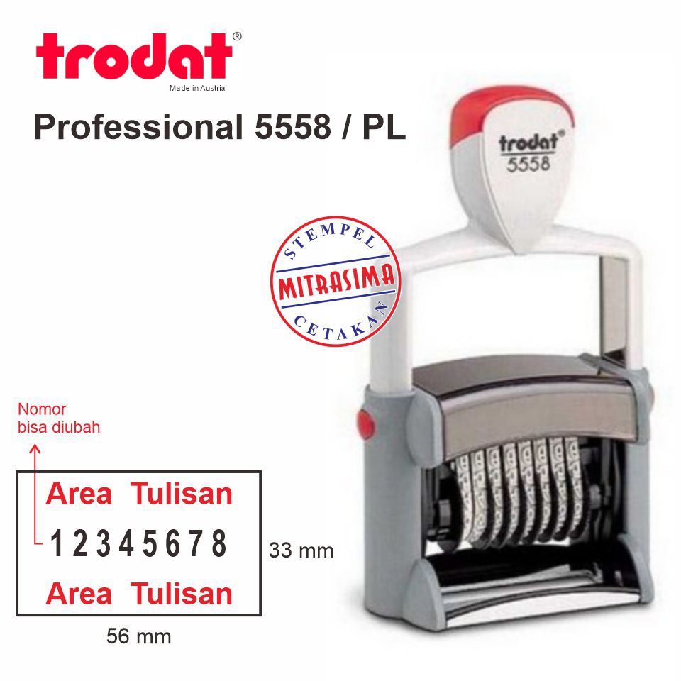 

Stempel Trodat 5558 / PL - Model Persegi dengan Nomor 8 digit ditengah