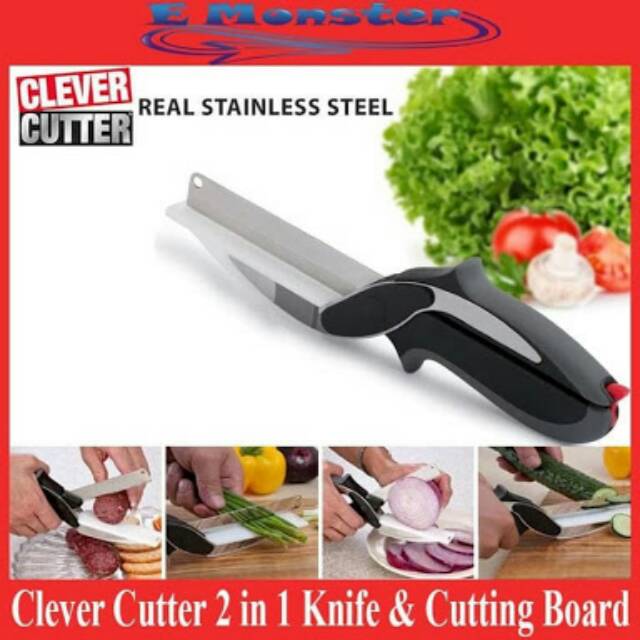 CLEVER CUTTER 2 IN 1 KNIFE &amp; CUTTING BOARD - GUNTING PISAU SERBAGUNA