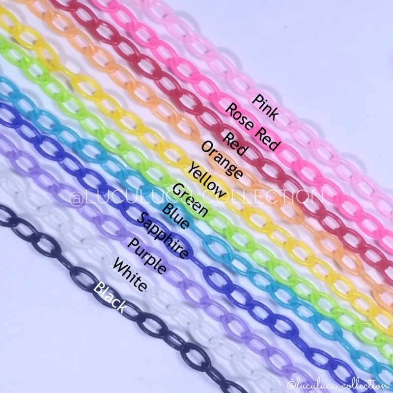 Rantai Plastik A (BUKAN STRAP MASKER) / Rantai Plastik Warna Warni / Rantai Akrilik / Acrylic Chain