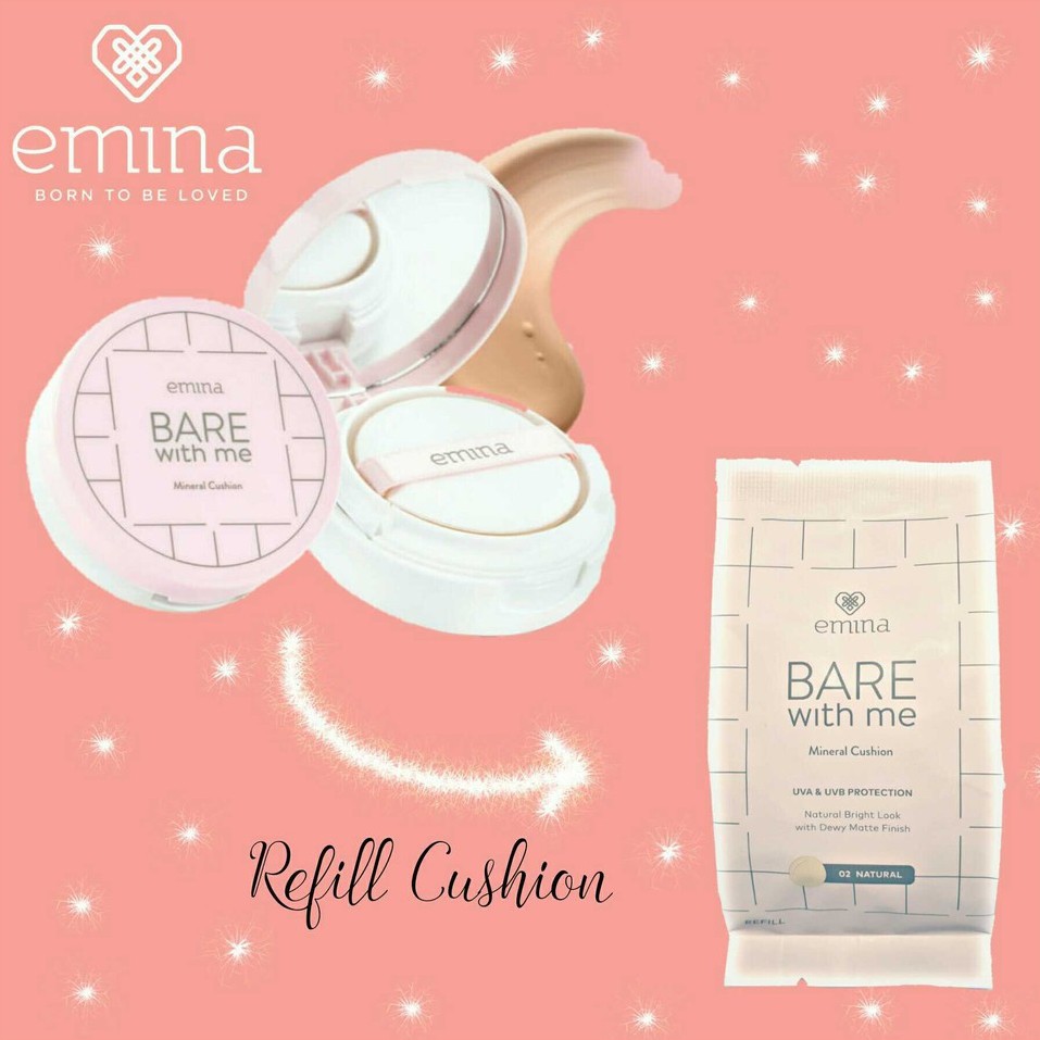 Emina Bare White Me Mineral Cushion,Loose Powder, Foundation,Cushion Refill, Bpom