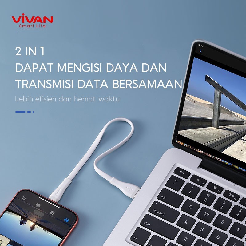 Kabel Data VIVAN SC200S Type C Data Cable Quick Charge 2.4A 2M - Garansi Resmi 1 Tahun