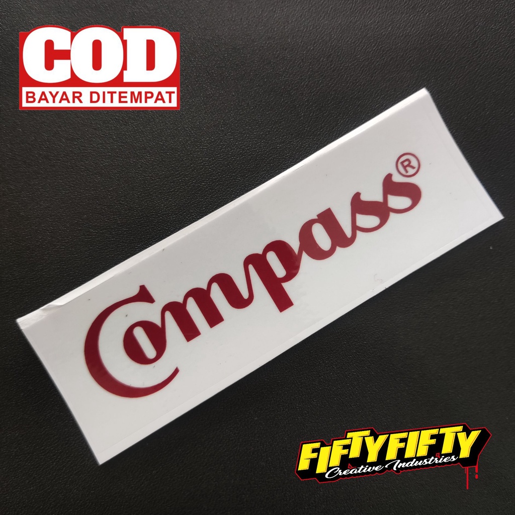 Stiker Print Cut BRAND DISTRO COMPAS Stiker Printing Laminasi Glossy Tahan Air Stiker Motor Mobil Helm Sudah Membentuk Pola Desain