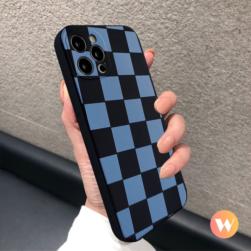 Soft Case Tpu Motif Papan Catur Untuk iPhone 7 8 Plus 11 12 13 pro Max XR X XS Max 6 6s Plus SE 2020