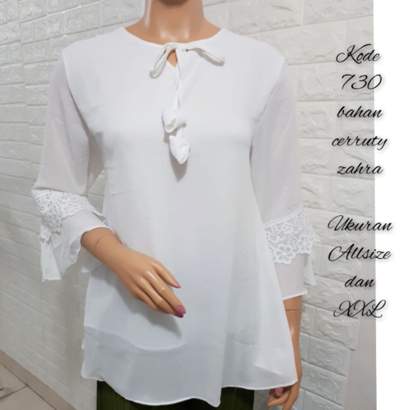BLOUSE BROKAT / CERRUTY IMPORT JUMBO BUG SIZE PUTIH BLOUSE BRUKAT / ATASAN PUTIH WANITA