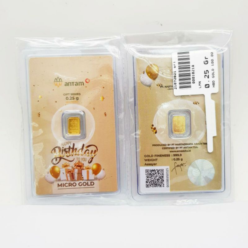Birthday (Ballon) Gold Gift Series | Kado | Hampers | Antam Micro Gold 0.25gr