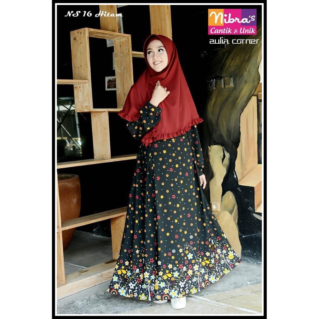 Busana Muslim Wanita Nibras NS 16 Hitam Baju Wanita Terbaru Model Baju Muslim